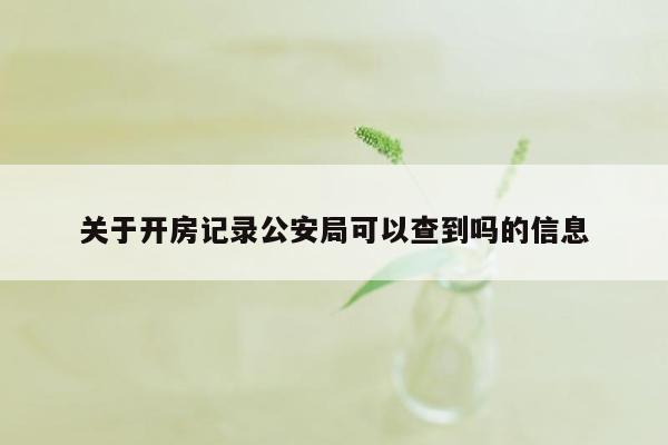 关于开房记录公安局可以查到吗的信息