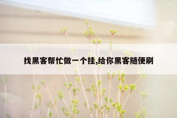 找黑客帮忙做一个挂,给你黑客随便刷