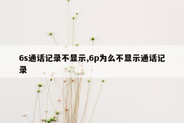 6s通话记录不显示,6p为么不显示通话记录