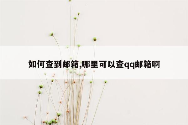 如何查到邮箱,哪里可以查qq邮箱啊