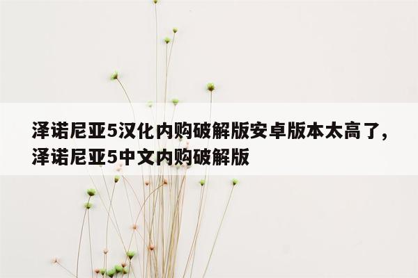 泽诺尼亚5汉化内购破解版安卓版本太高了,泽诺尼亚5中文内购破解版