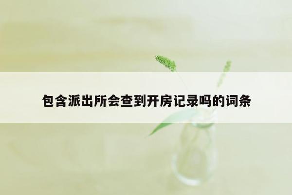 包含派出所会查到开房记录吗的词条