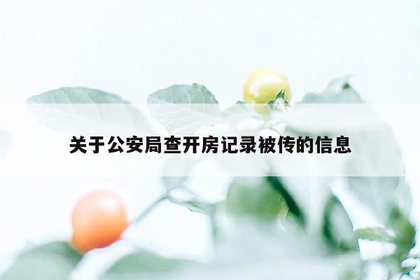 关于公安局查开房记录被传的信息