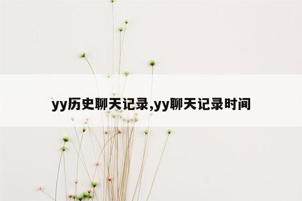 yy历史聊天记录,yy聊天记录时间