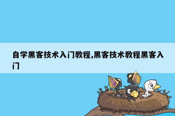 自学黑客技术入门教程,黑客技术教程黑客入门