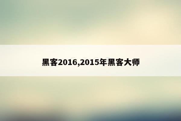 黑客2016,2015年黑客大师