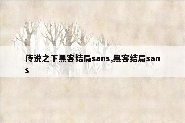 传说之下黑客结局sans,黑客结局sans