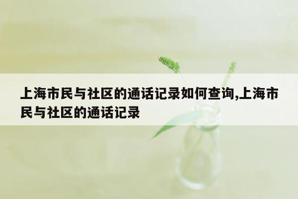 上海市民与社区的通话记录如何查询,上海市民与社区的通话记录