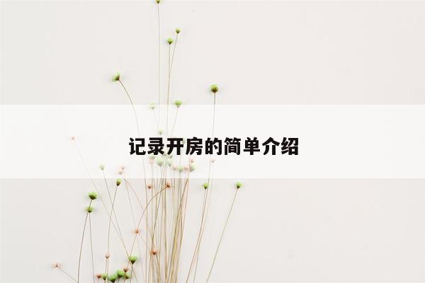 记录开房的简单介绍