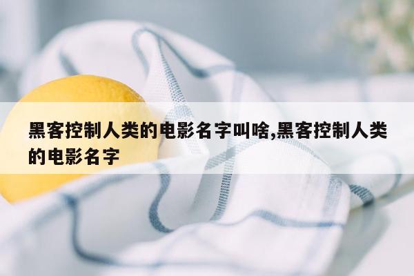 黑客控制人类的电影名字叫啥,黑客控制人类的电影名字