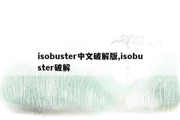 isobuster中文破解版,isobuster破解