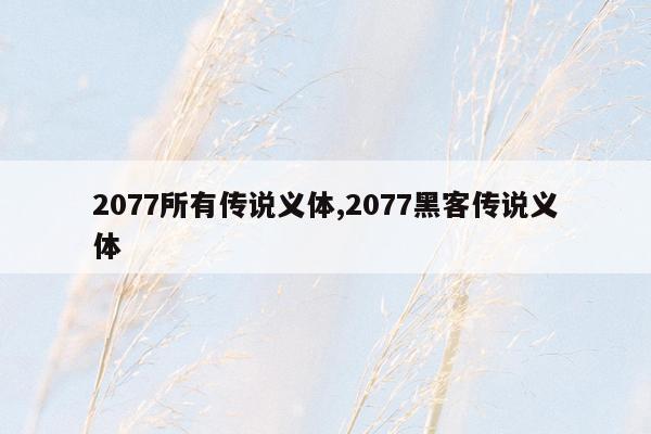 2077所有传说义体,2077黑客传说义体