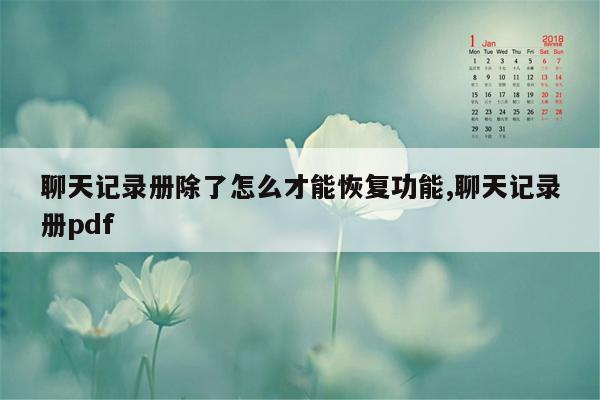 聊天记录册除了怎么才能恢复功能,聊天记录册pdf