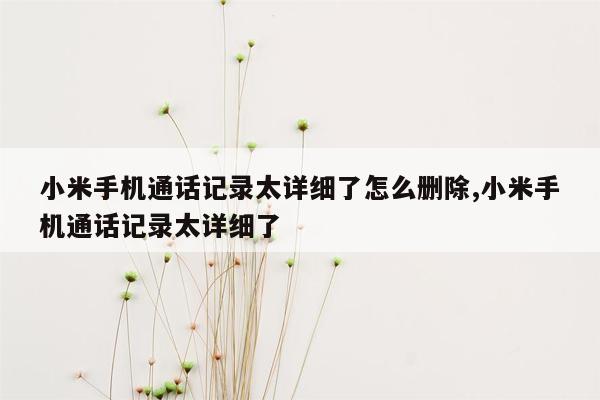 小米手机通话记录太详细了怎么删除,小米手机通话记录太详细了