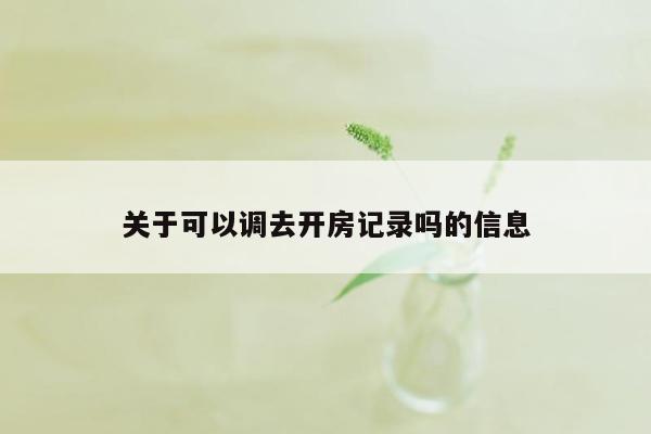 关于可以调去开房记录吗的信息