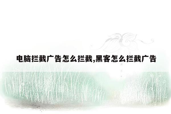 电脑拦截广告怎么拦截,黑客怎么拦截广告