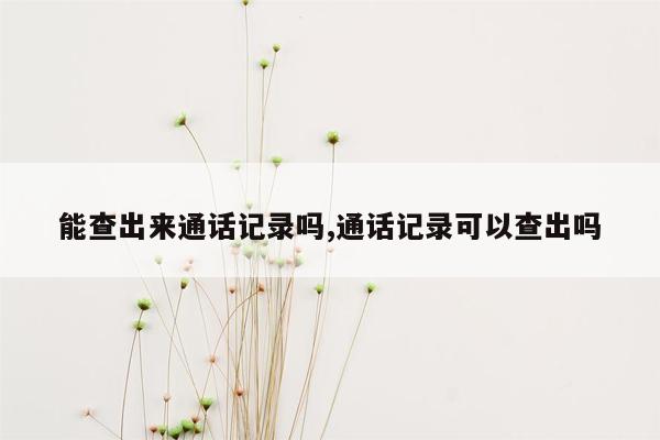 能查出来通话记录吗,通话记录可以查出吗