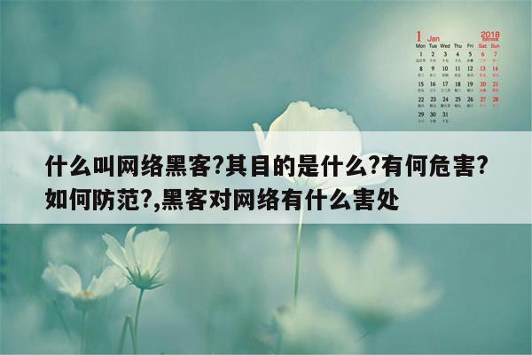 什么叫网络黑客?其目的是什么?有何危害?如何防范?,黑客对网络有什么害处