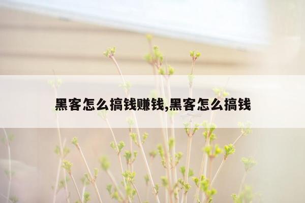 黑客怎么搞钱赚钱,黑客怎么搞钱