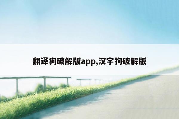 翻译狗破解版app,汉字狗破解版