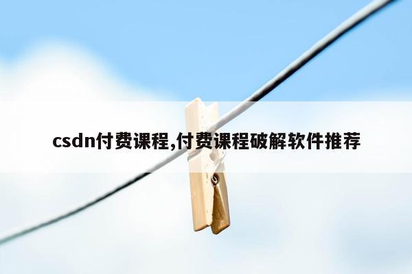 csdn付费课程,付费课程破解软件推荐