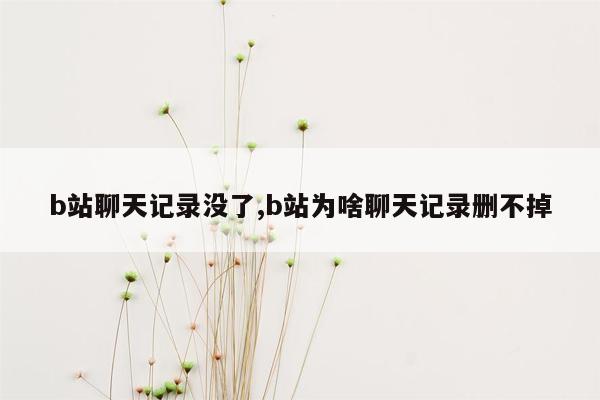 b站聊天记录没了,b站为啥聊天记录删不掉