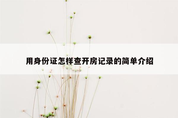 用身份证怎样查开房记录的简单介绍