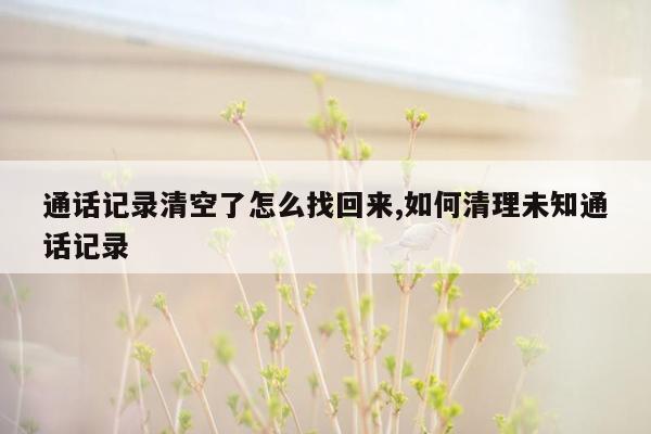 通话记录清空了怎么找回来,如何清理未知通话记录