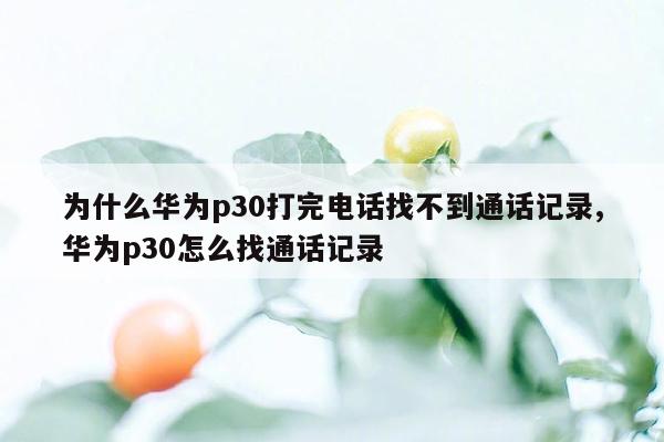 为什么华为p30打完电话找不到通话记录,华为p30怎么找通话记录