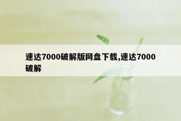 速达7000破解版网盘下载,速达7000破解