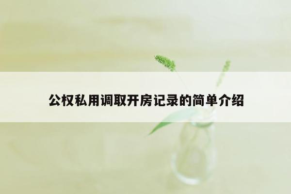 公权私用调取开房记录的简单介绍