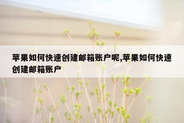 苹果如何快速创建邮箱账户呢,苹果如何快速创建邮箱账户