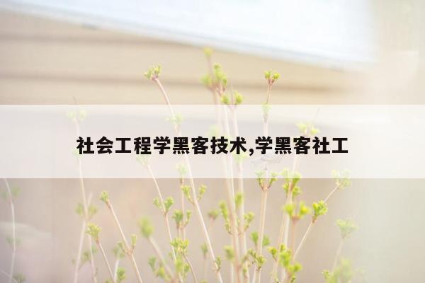 社会工程学黑客技术,学黑客社工