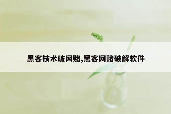 黑客技术破网赌,黑客网赌破解软件