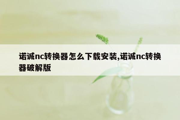 诺诚nc转换器怎么下载安装,诺诚nc转换器破解版