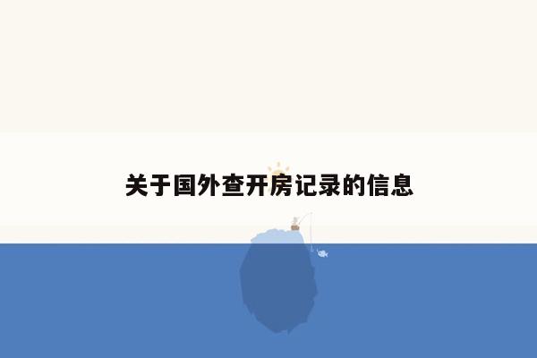 关于国外查开房记录的信息