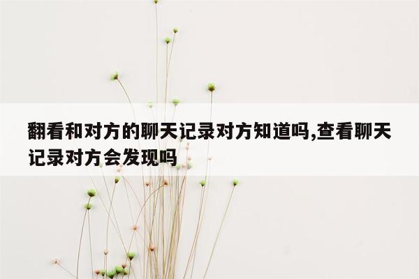 翻看和对方的聊天记录对方知道吗,查看聊天记录对方会发现吗