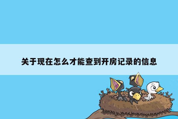 关于现在怎么才能查到开房记录的信息