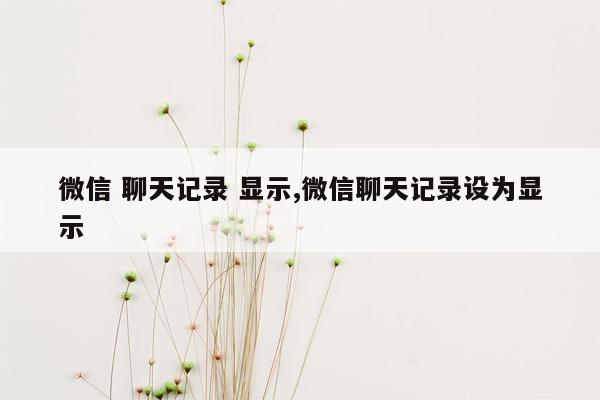 微信 聊天记录 显示,微信聊天记录设为显示