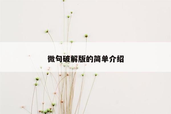 微句破解版的简单介绍