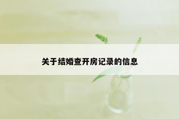 关于结婚查开房记录的信息