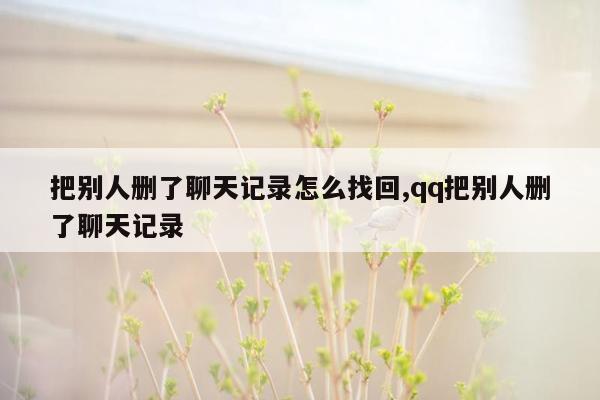 把别人删了聊天记录怎么找回,qq把别人删了聊天记录