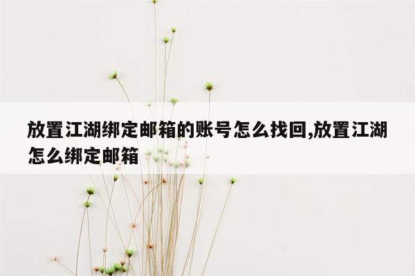 放置江湖绑定邮箱的账号怎么找回,放置江湖怎么绑定邮箱