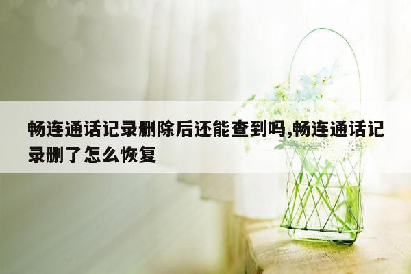 畅连通话记录删除后还能查到吗,畅连通话记录删了怎么恢复