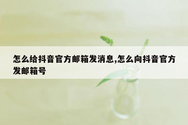 怎么给抖音官方邮箱发消息,怎么向抖音官方发邮箱号