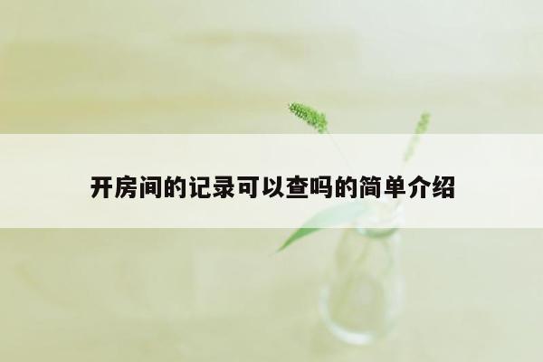 开房间的记录可以查吗的简单介绍