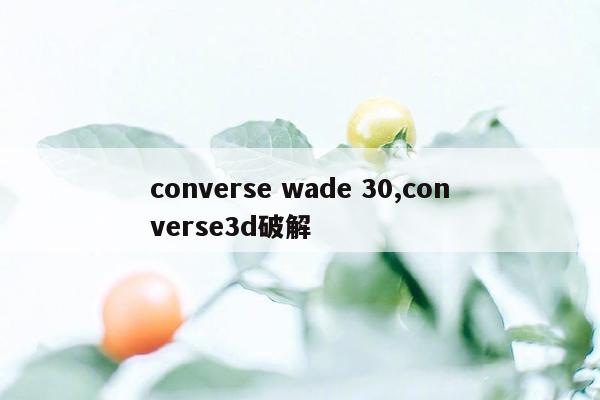 converse wade 30,converse3d破解