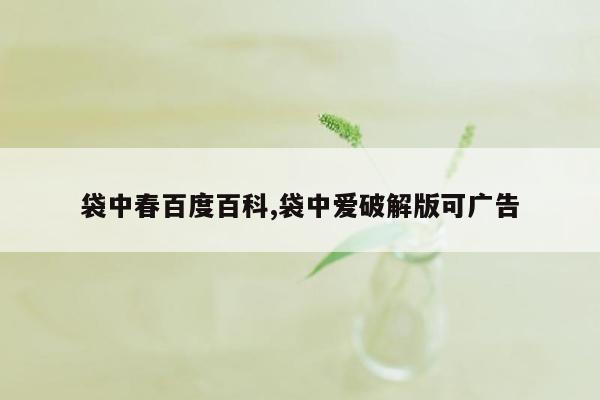 袋中春百度百科,袋中爱破解版可广告