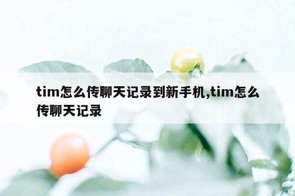 tim怎么传聊天记录到新手机,tim怎么传聊天记录