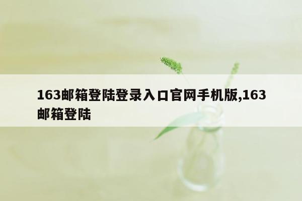 163邮箱登陆登录入口官网手机版,163邮箱登陆